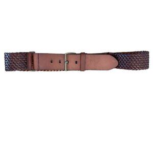 ANN TAYLOR LOFT‎ Brown Leather Braided Statement Belt NEW Size Large